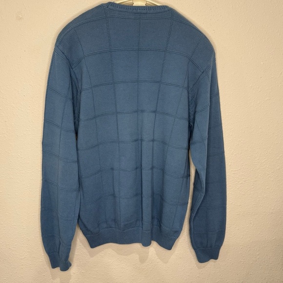 IZOD Cable Knit Sweater Blue Cotton Crew Neck Long Sleeves Men’s Size Large - Picture 2 of 12